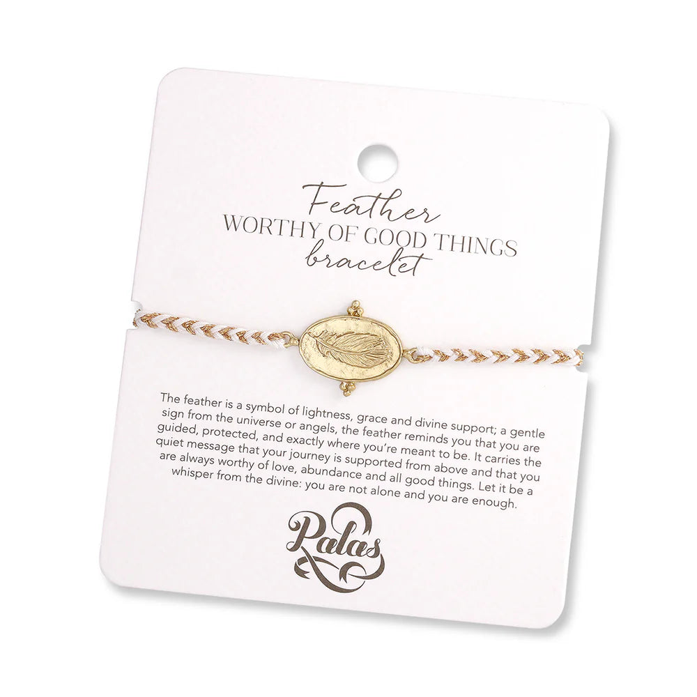Palas Feather ‘I am worthy of good things ’ bracelet