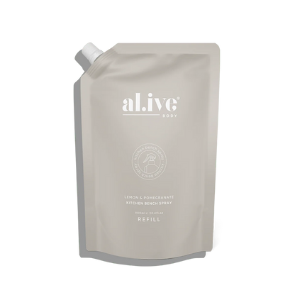 Al.ive Kitchen Bench Spray 900ml Refill - Lemon &amp; Pomegranate