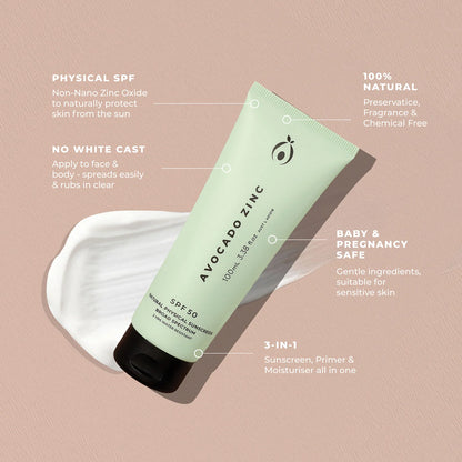 Avocado Zinc Facial Sunscreen SPF50