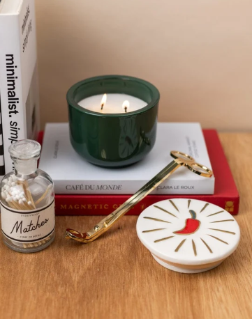 Paddywax Charmed 8oz Green Glass w/ Embossed Chili Ceramic Lid &amp; Printed Box - Chili Pepper &amp; Mango