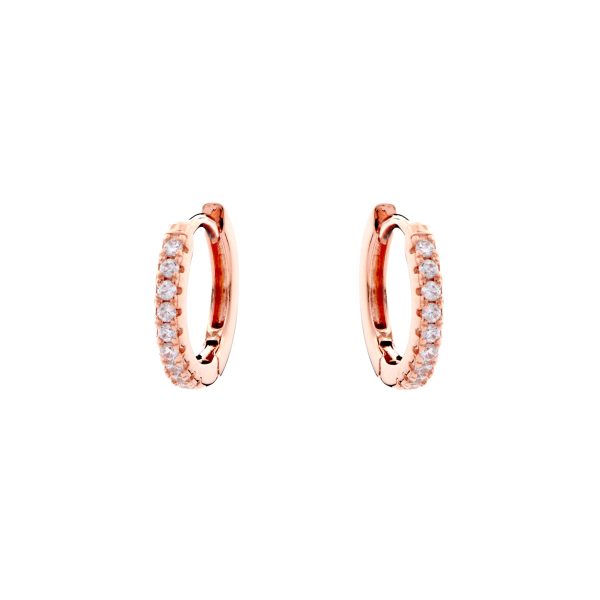 Huggie Earring - Sterling Silver with Rose Gold Plating &amp; CZ